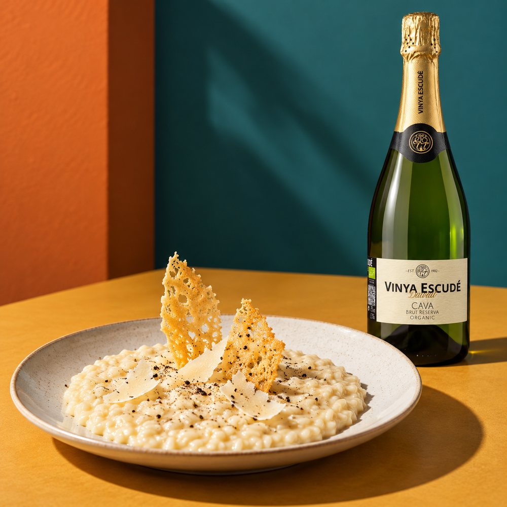 Parmesan-Risotto mit knusprigem Käsechip