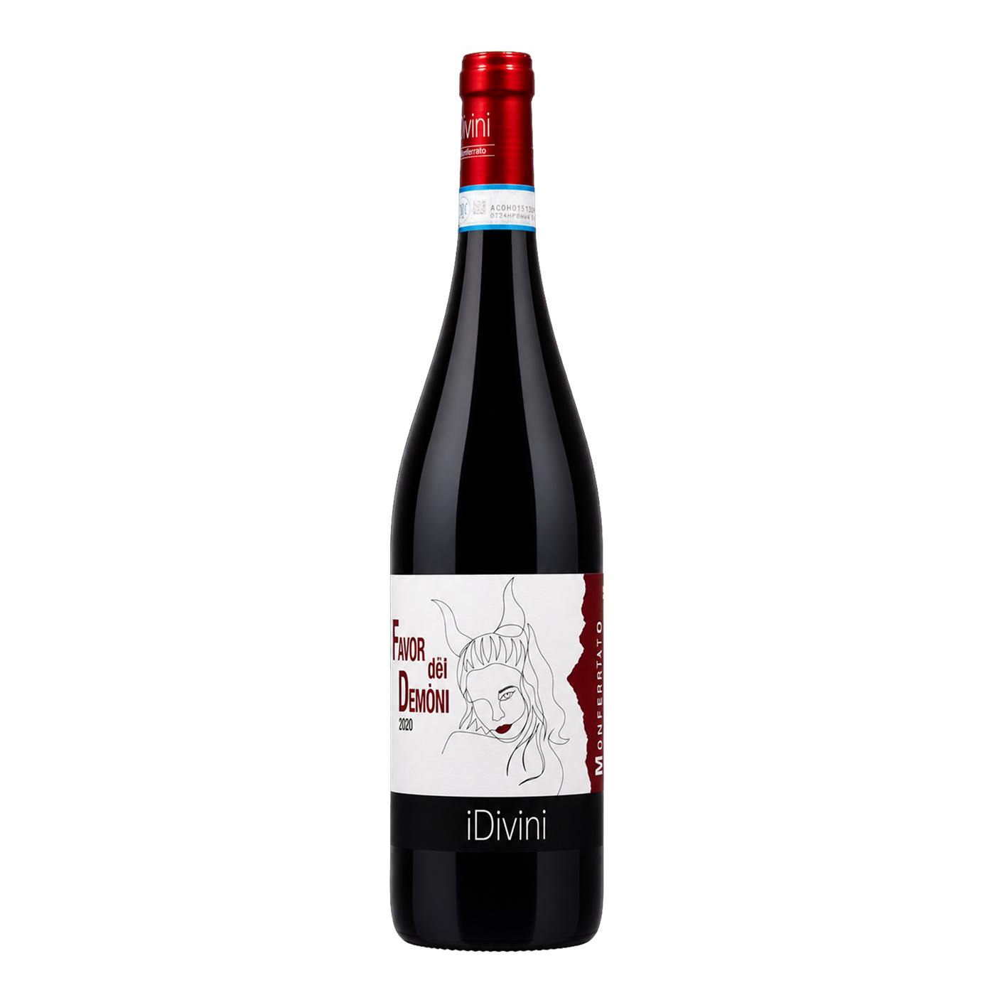 Idivini Monferrato Rosso DOC 2019 Rotwein Flasche, Barbera-Cuvée aus Piemonte, wild strawberry und smoke, 12 Monate Barrique | Idivini Monferrato Rosso DOC 2019 red wine bottle, Barbera blend from Piedmont, wild strawberry and smoke, 12 months barrel aged