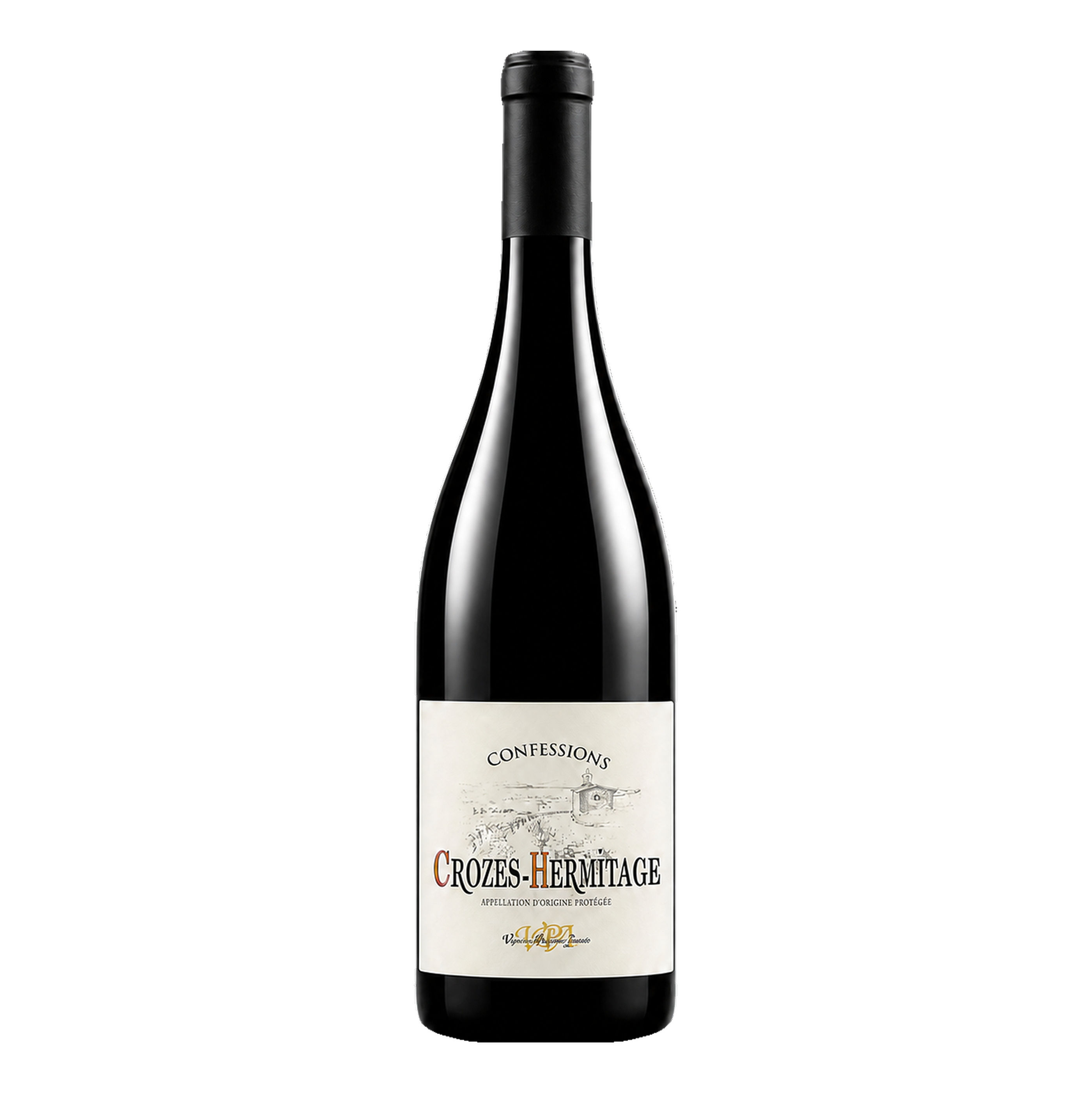 Vignerons Propriétés Associés Confessions Crozes-Hermitage 2025 Rotwein Flasche, Syrah von Granit- und Kieselterrassen | Vignerons Propriétés Associés Confessions Crozes-Hermitage 2025 red wine bottle, Syrah from granite and pebble terraces