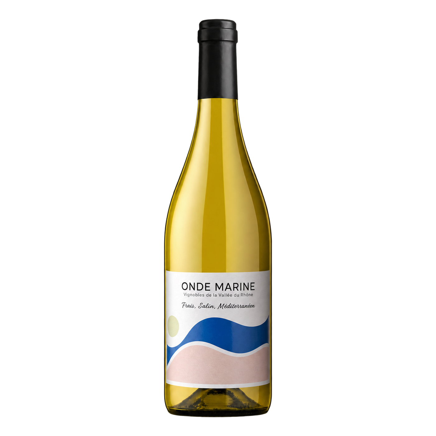 Grenache Blanc Coastal Blend · Côtes du Rhône — catalog bottle with physically wrapped label perspective