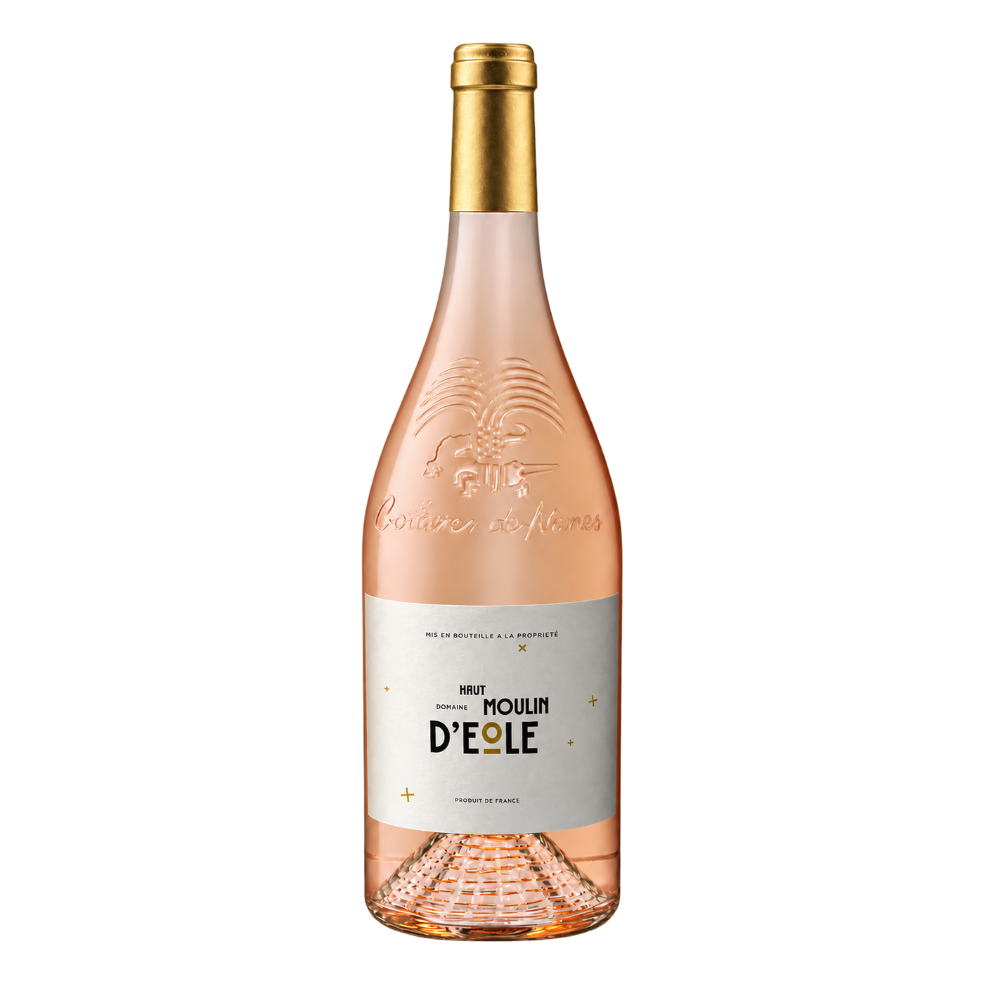 Grenache-Mourvèdre Rosé · Côtes du Rhône — catalog bottle with physically wrapped label perspective