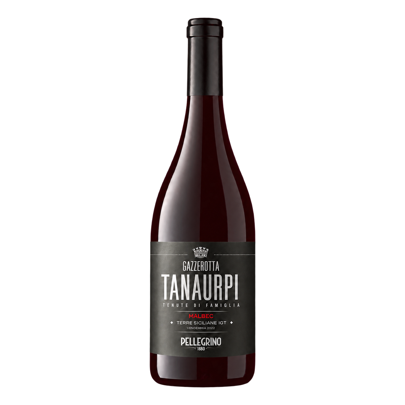 Malbec Single Parcel · Sicily — catalog bottle with physically wrapped label perspective