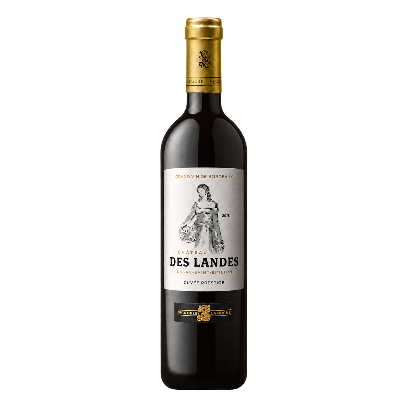 Merlot Old Vines · Lussac-Saint-Émilion — catalog bottle with physically wrapped label perspective