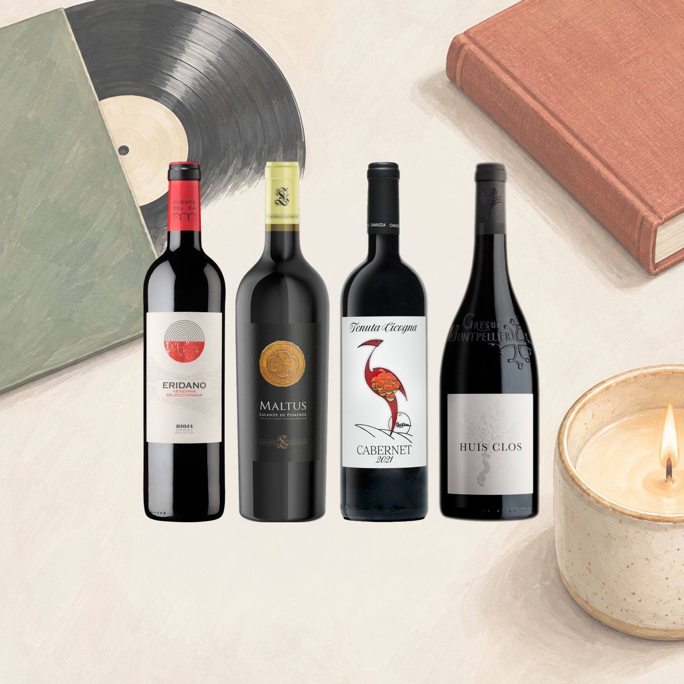 Four wine bottles in the Freundwein set Noch ein Gedanke