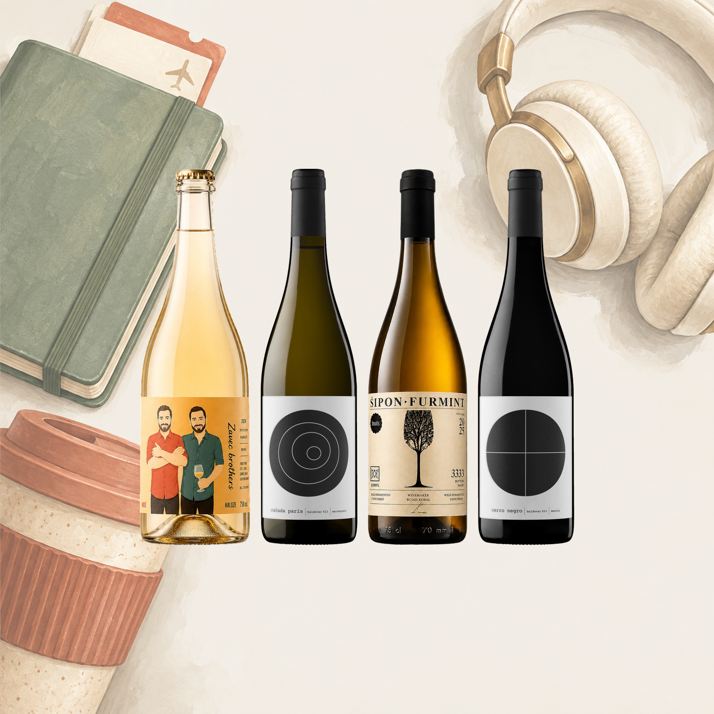 Four wine bottles in the Freundwein set Kleiner Umweg