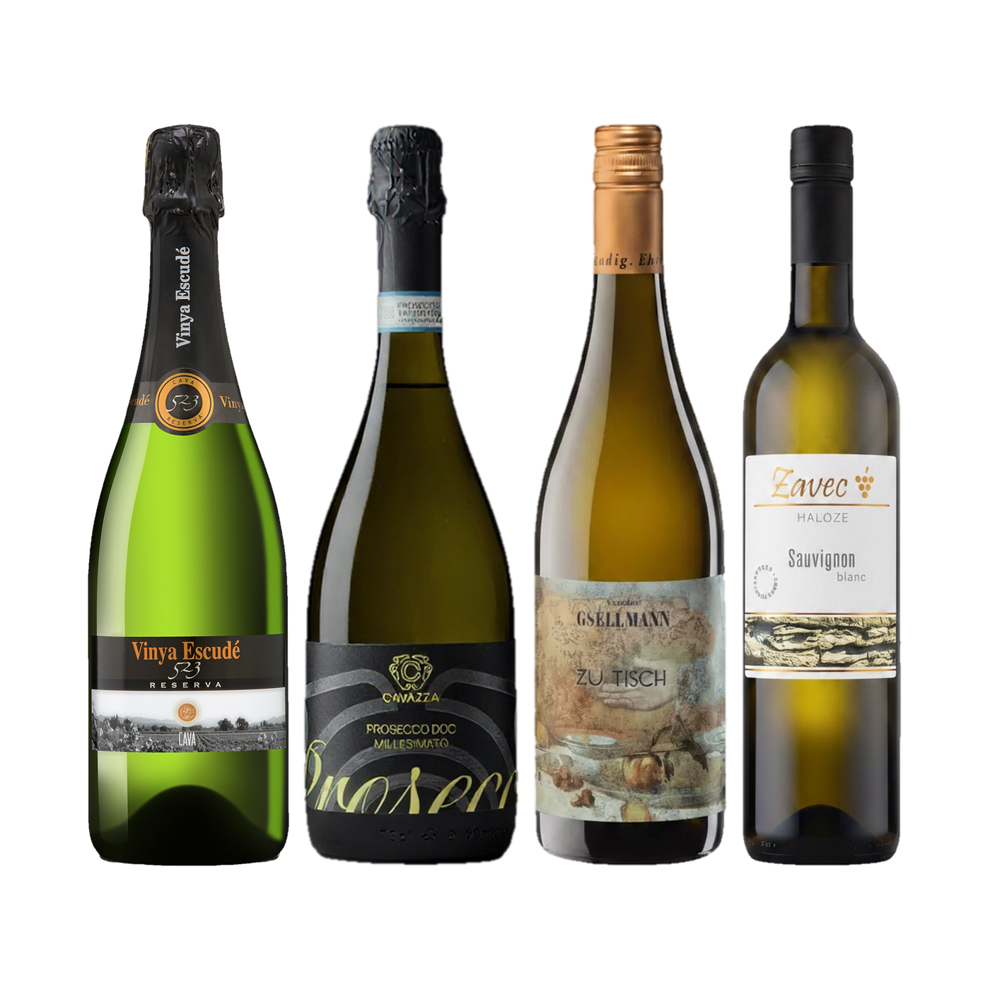 Four wine bottles in the Freundwein set Terrassenauftakt