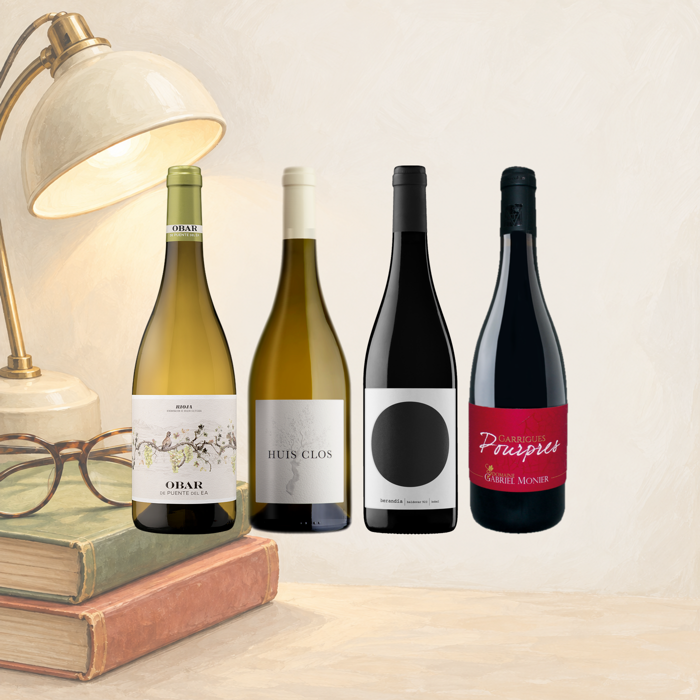 Four wine bottles in the Freundwein set Langer Abend