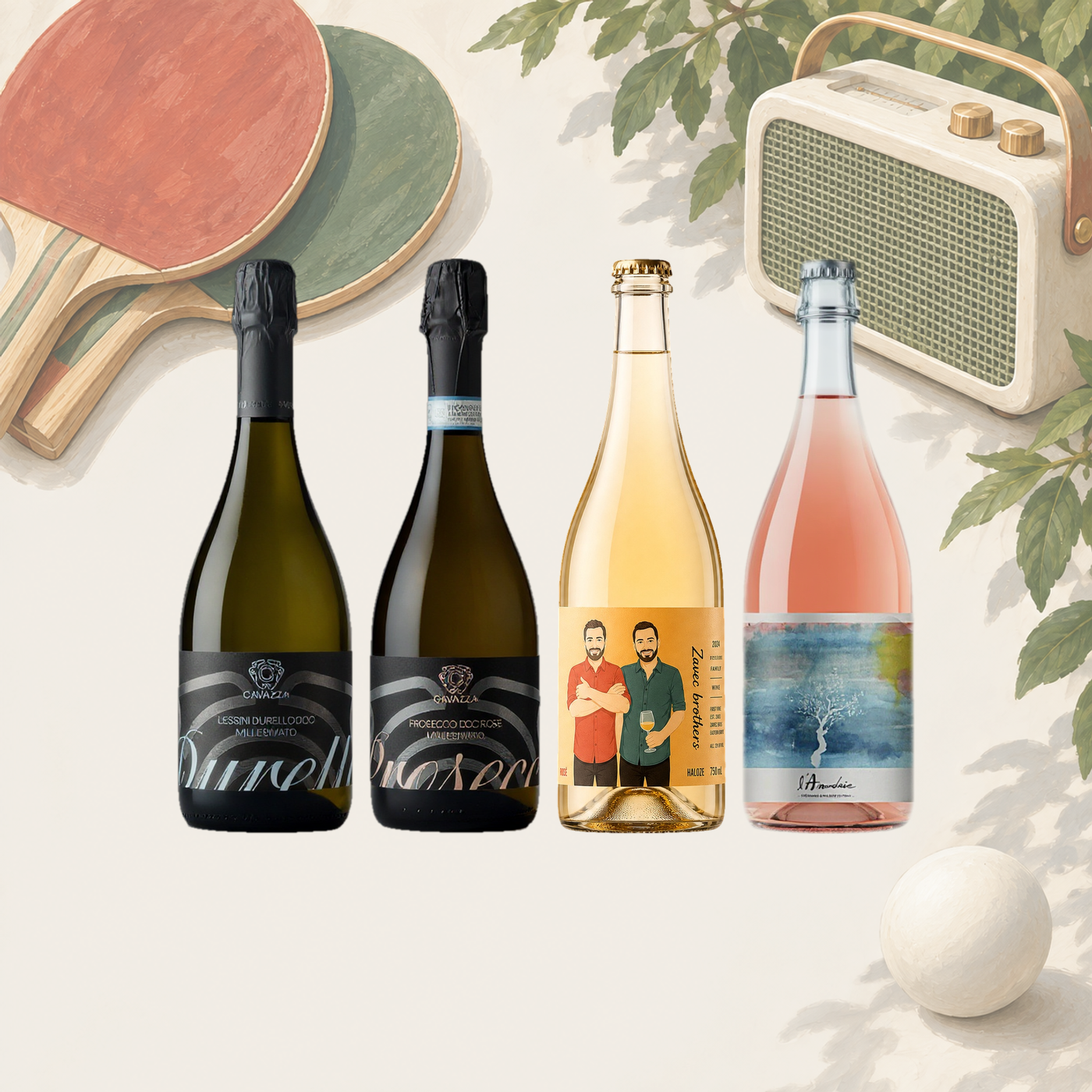 Four wine bottles in the Freundwein set Gartenprickeln